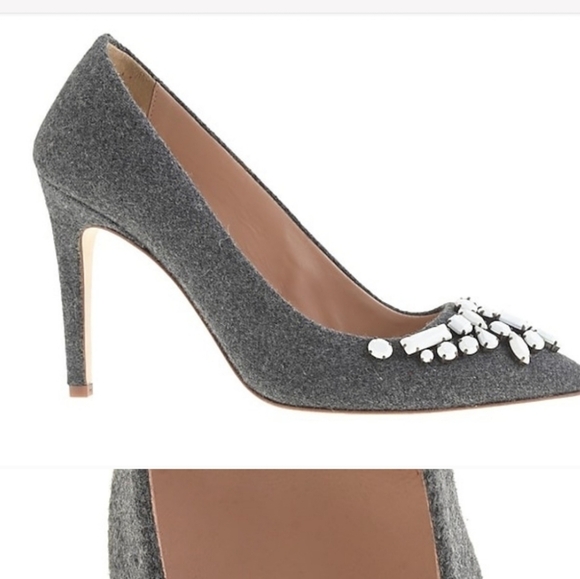 J. Crew Shoes - J.Crew falsetto flannel jeweled wool pumps 9